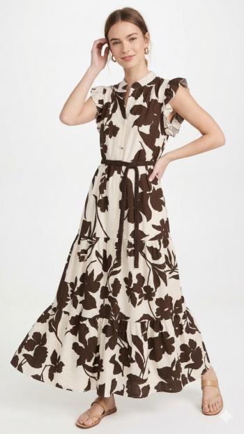Brown Orchid Tiered Dress